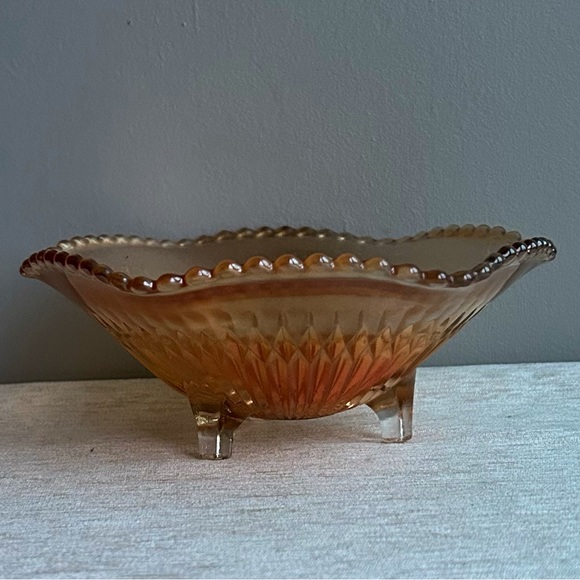 JEANETTE  MARIGOLD carnival glass footed candy dish - Picture 2 of 5